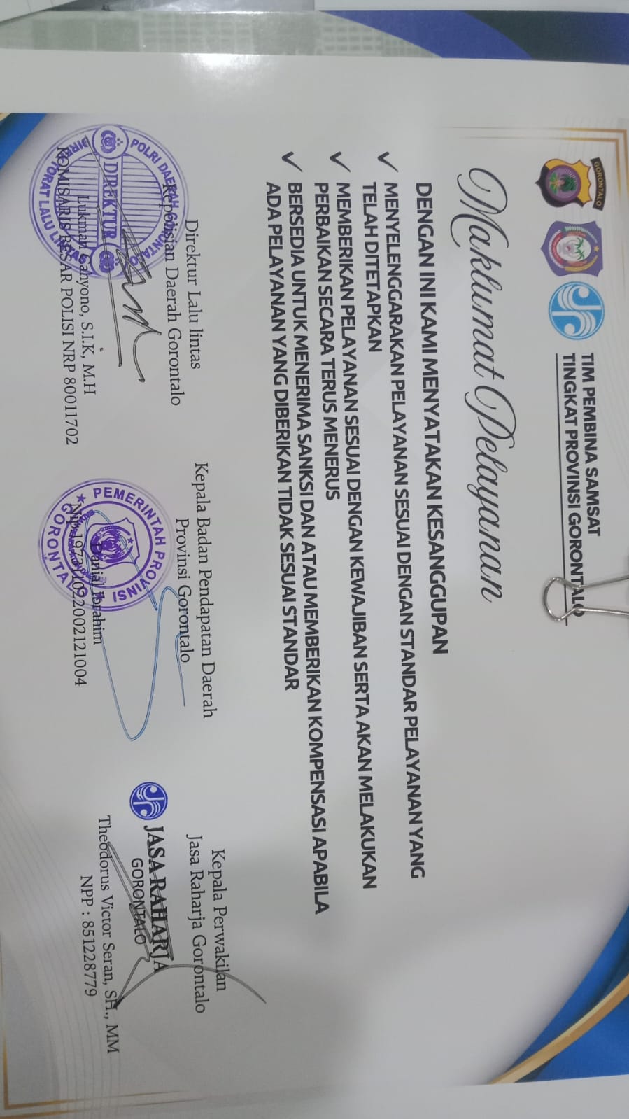 Pentingnya Maklumat Pelayanan sebagai Wujud Komitmen Samsat dalam Meningkatkan Kualitas Pelayanan Publik