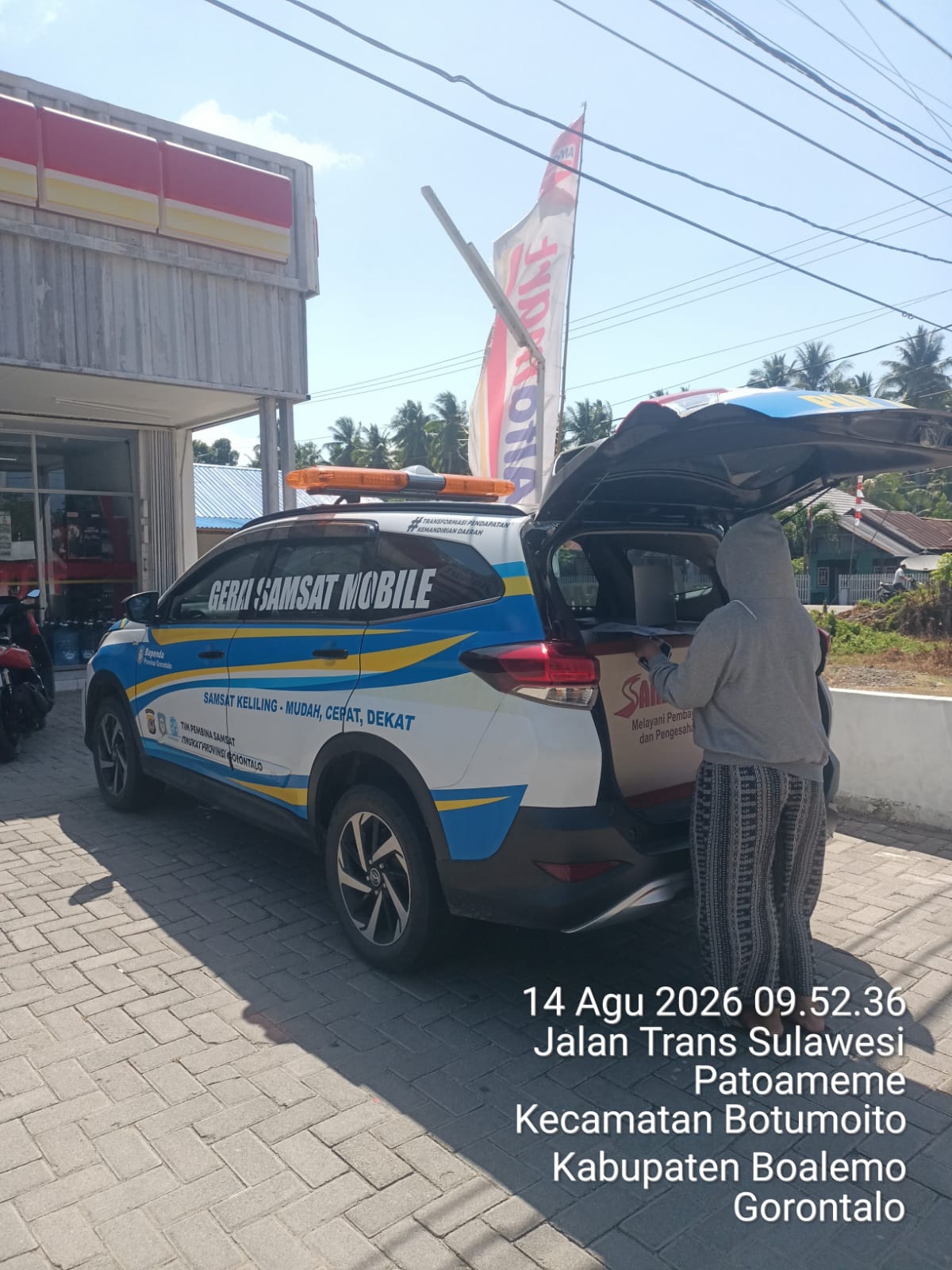 Gerai Samsat Mobile Pelayananan hari ini 14 Agustus 2026 Lokasi Desa Patoameme