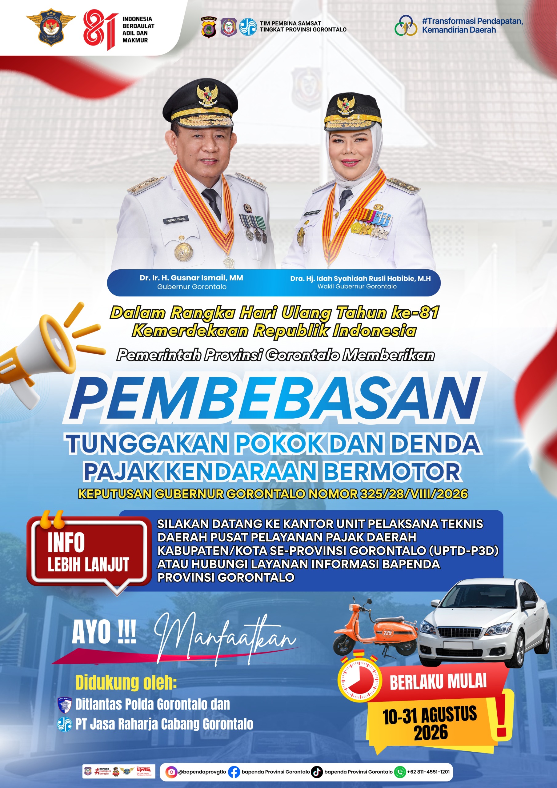 Samsat Boalemo Laksanakan Program Pembebasan Tunggakan Pokok dan Denda Pajak Kendaraan Bermotor